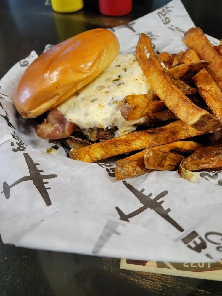 Jalapeño Popper Burger and Fries